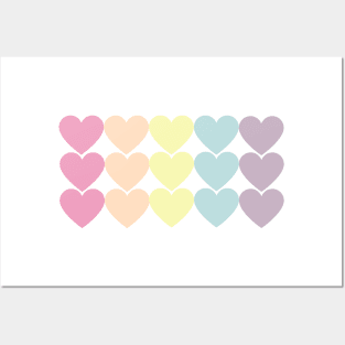 Pastel macron colourful heart pattern Posters and Art